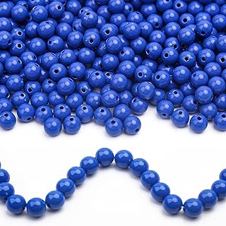 8mm Round Smooth Sapphire Color Acrylic Loose Beads for Jewelry Bracelets Necklace Making, Gumball Bubblegum Beads Plastic Resin Ball Beads for DIY Pen Making