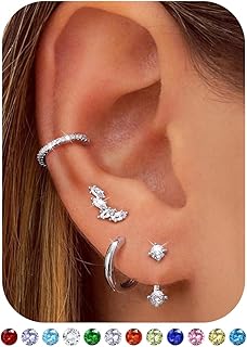 FIOROYAL Ensemble de 4 Paires de Boucles d'Oreilles en Argent Sterling 925 pour Femmes et Filles, Plaquées Or 14 Carats, Hypoallergéniques, Idéales pour Plusieurs Piercings et Usage Quotidien