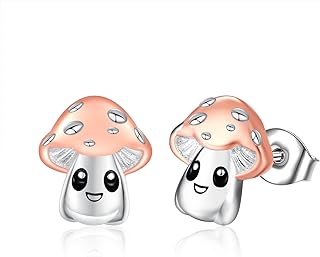 Women's 925 Sterling Silver Mushroom Stud Earrings with Push Backs - Charming Gift for Mother's Day, Valentine's Day or Birthday by TANGPOET