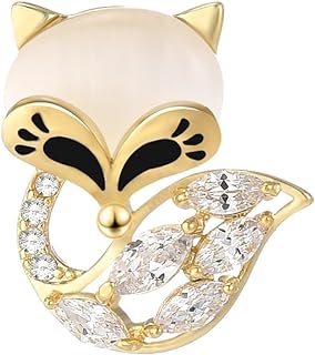 Butterfly Clasp Fox Brooch with Cubic Zirconia for Women in Fox Design - A Charming Copper Accessory