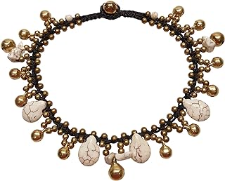 Infinityee888 Howlite Anklet Drop Handmade Brass Bead Bell Ankle Bracelet for women KAN-H01