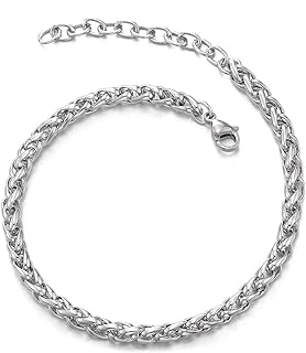 COOLSTEELANDBEYOND Classic Stainless Steel Franco Chain Anklet Bracelet for Women, Adjustable