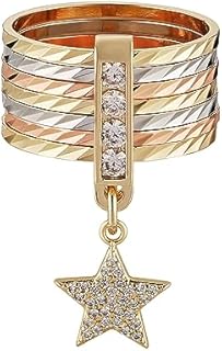 HZMAN 14K Gold Plated Star/Moon/Love Heart/Butterfly Ring for Women Girls Dainty Cubic Zirconia Stackable Ring Personality Creative Multi Rings Party Wedding Engagement Statement Ring