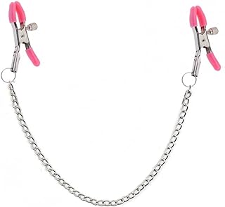 Acekiily Women's Stainless Steel Body Chain Nipple Piercing in Pink with Adjustable Clasp and Faux Pearl Detailing