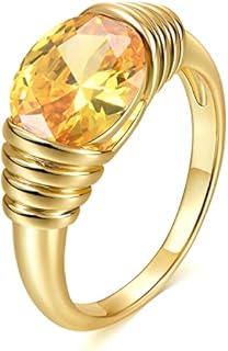AllenCOCO Gold Ring for Women Trendy Gemstone Chunky Ring 18k Gold Plated Band Ring Signet Statement Ring