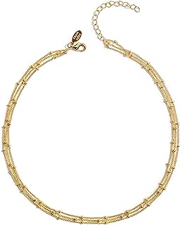 Benevolence LA Gold Choker Necklaces for Women, 14k Gold Necklaces for Women, Triple Satellite Beaded Chain Choker, Triple Chain Choker Design, Gifts for Mom, Designed in California