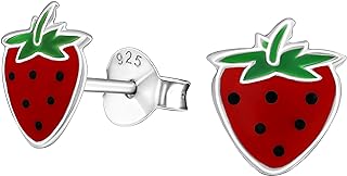 KIWI DAISY Sterling Silver Strawberry Stud Earrings with Push Back Design for Women, Hypoallergenic, Ideal Gift