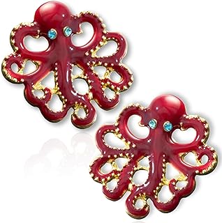 Push-back Octopus Stud Earrings in Durable Alloy Metal for Women, Artistic Steampunk Design