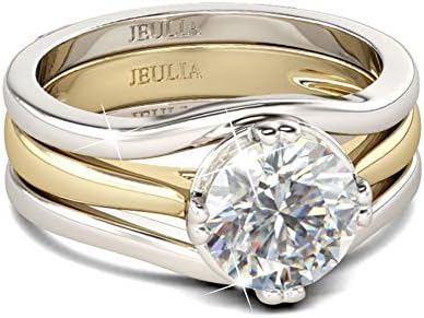 Jeulia 3.5ct Wedding Engagement Rings Set for Women Sterling Silver Round Cut Halo CZ Enhancer Ring Set Promise Anniversary Bridal Set Valentines Romantic Gift for her with Jewelry Box