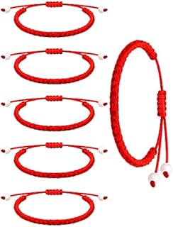 6-Piece Red Braided Bracelet Set for Women, Adjustable Buckle Kabbalah Protection Jewelry with Rope, Cord and Braided Chains, Perfect Gift for Love, Friendship, and Good Luck