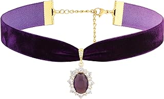 Sacina Purple Rhinestone Victorian Choker, Velvet Choker, Purple Choker, Gothic Choker, Goth Choker, Vintage Necklace, Costume Jewelry, Christmas Jewelry Gifts for Women