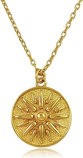 Sun Necklace,Gold Pendant Necklace,Coin Necklaces for Women & Girl,Circle Boho Necklace,Dainty Planet Necklace