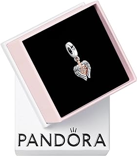 PANDORA Celestial Compass Angel Wings Dangle Charm - Compatible with PANDORA Moments - Mother's Day Gift - Made with PANDORA Rose, Sterling Silver & Cubic Zirconia - With Gift Box