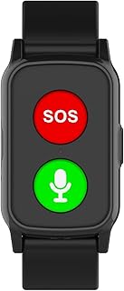 X&Z-XAOY 高齢者用スマートウォッチ ブラック、GPS位置追跡＆SOSコール機能、転倒警報、IP67防水、200g軽量、シニア向け安心システム