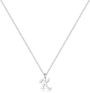 Yoosteel Initial Necklaces for Women Girls - S925 Sterling Silver Initial Necklaces for Girls Women Silver/Rose Gold Initial Necklaces Tiny Cursive Initial Necklaces for Women Girls Jewelry