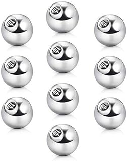 High-Polished Stainless Steel Belly Ring Replacement Balls - Suitable for Skin-Sensitive Jewelries - 5mm, 14G - Ideal for Nipple, Tongue, Lip & Ear Piercings - 10 Pieces Set