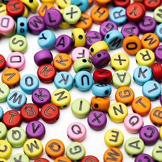 1400-Piece Acrylic Alphabet Beads for DIY Jewelry, Gxueshan Brand - Versatile Black Lettering on Colored Round Beads - Perfectly Sized for Easy Stringing, Bracelet Making and Personalized Creations