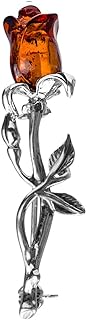Ian and Valeri Co. Amber Sterling Silver Rose Pin Brooch