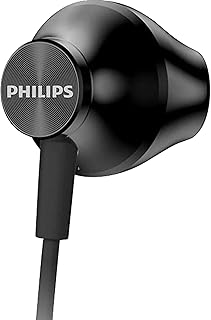 PHILIPS In-Ear Kopfhörer UE100BK/00 mit verbessertem Bass durch 14,2-mm-Neodym-Treiber und ergonomischem Design, ideal für lange Tragezeiten, Einheitsgröße, Schwarz