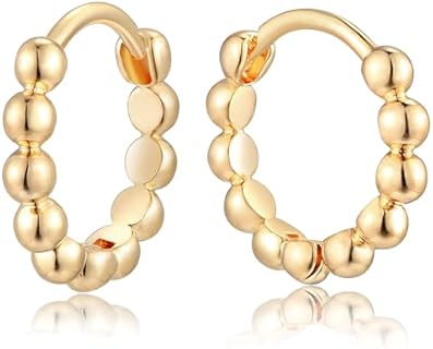 MEVECCO Gold Hoop Earrings for Women 18K Gold Plated Huggie Earrings Handmade Simple Minimalism Hoop Hypoallergenic Earrings for Everyday Jewelry Gifts