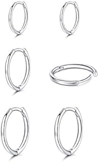 Silver Hoop Earrings for Women-3 pairs of Hypoallergenic earrings Sterling Silver Hoop Earrings Small Hoop Earrings Sets for Women Teens Girls (6mm/7mm/8mm/9mm/10mm/12mm)