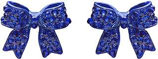 Sparkling Crystal Bow Stud Earrings with Push Back Findings & Vibrant Rhinestone Accents