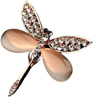 HS-Ornament Opal Crystal Dragonfly Brooches … (Beige Yellow)