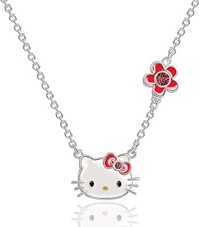 Sanrio Hello Kitty Girls Birthstone Necklace 18" - Silver Plated Hello Kitty Necklace with Birthstone Officially Licensed