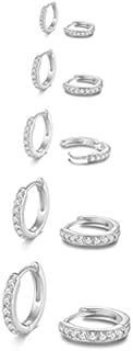 5 Pairs Tiny Huggie Hoop Earrings for Women, Lightweight Mini CZ/Cubic Zirconia Hoop Earrings Set for Girl's Cartilage Helix Lobe Ear Piercings Small Hoop Earrings 5/6/7/8/9mm