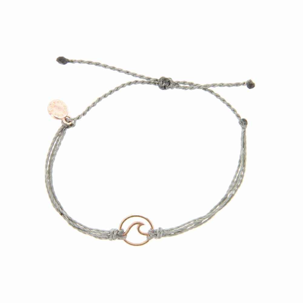 Pura Vida Rose Gold Wave OG Bracelet - Plated Charm, Adjustable Band - 100% Waterproof