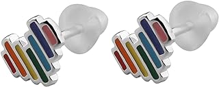 Radiant Rainbow Heart Stud Earrings With Push Back Feature - High-Quality Copper Material for LGBT Community - Delicately Crafted Pride Jewelry