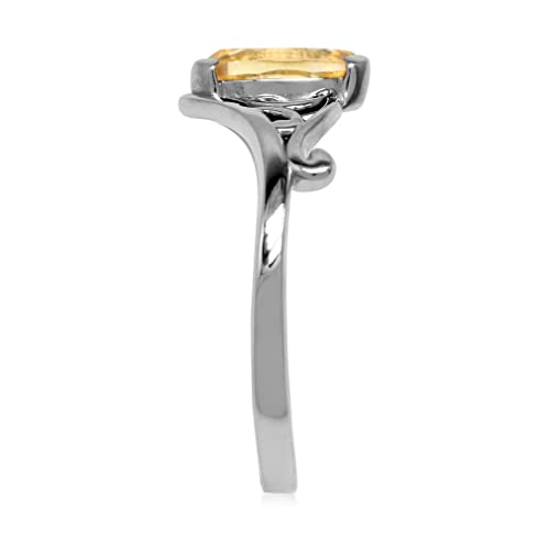 Silvershake Marquise Shape Birthstone Gemstone White Gold Plated 925 Sterling Silver Filigree Ring