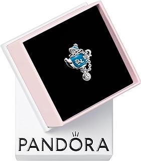 Disney Alice in Wonderland Pandora Charm Bracelet with Sterling Silver Chain, No Gem, for Enthusiasts, Teapot/Poppy Design