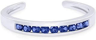 10k White Gold AFFY Adjustable Toe Ring with Simulated Round Cut Sapphire - Channel Set, Womens, Nature-Inspired Design