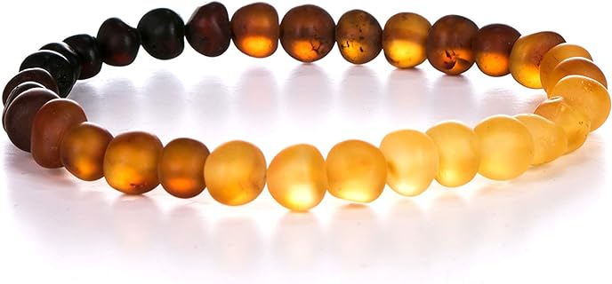 Natural Baltic Amber Bead Chain Bracelet for Adults, Handmade, Raw-Unpolished Design, Suitable for Women and Men, 7 Inches