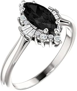 Cluster Halo Engagement Ring 2 CT Marquise Black Diamond Wedding Ring Black Onyx Ring for Women 925 Sterling Silver Anniversary Rings Promise Gifts
