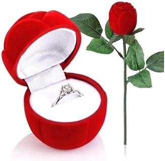 Générique Écrin Mariage Bague Fleur Romantique en Plastique Rose et Rouge, 4x15x2 cm, pour Femmes Amoureuses