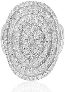 1.87 Cttw Round & Baguette Cut White Natural Diamond Halo Oval Engagement Wedding Ring Sterling Silver