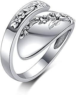 Vintage-Inspired Adjustable Sterling Silver Spoon Ring for Women with Charming Gold Bee Detail
