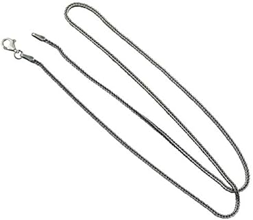 Sterling Silver 1.5mm Square Foxtail Chain Necklace w/Antique Finish - 16, 18, 20, 24, 30"