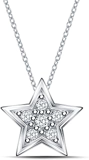 925 Sterling Silver Mini Star Shape Diamond Pendant Necklace (0.04cttw, IJ, I2-I3) 18"