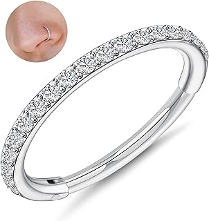 18g Hypoallergenic Titanium Nose Ring with Cubic Zirconia for Women and Men, Versatile Design for Various Piercings
