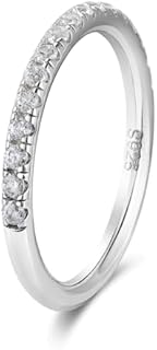VVS1 Clarity Moissanite Wedding Ring in 925 Sterling Silver and 18K Platinum, Eco-Friendly Eternity Band for Women, Size 4-11, Dainty Stackable Design