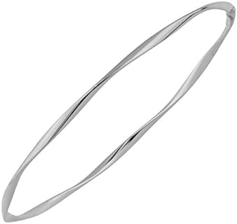 10k Yellow Gold or White Gold 2.5 mm Polish Twist Bangle Bracelet for Women