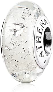 ATHENAIE Genuine Murano Glass 925 Silver Core Effervescence Clear Heart CZ Charms Bead Fit European Bracelets for Mothers Day Gifts