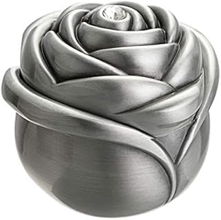 Hipiwe Vintage Keepsake Wedding Rings Organizer for Women and Girls, Durable Metal Jewelry Box in Polished Silver with Diamond-shape Rose Design