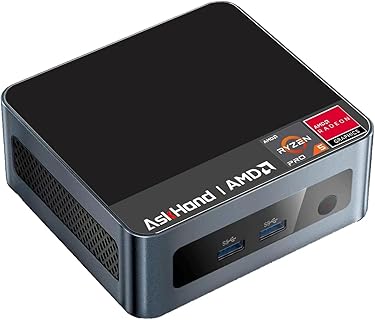 AskHand Mini PC AMD Ryzen 5 5600H, para uso diario, con 16GB RAM, 512GB SSD y pantalla triple 4K, ideal para oficina, con conectividad WiFi6 y diseño compacto