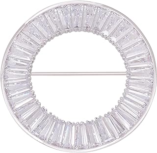 Women's Elegant Cubic Zirconia Pearl Gold Open Ring Circle Wreath Brooch Pin Cardigan Scarf Lapel Pin Party Wedding Jewelry