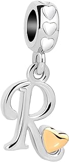 Silver Letter Charm Bracelet for Granddaughter, A-Z Initials with Love Heart Design, Copper Chain, Perfect Gift for Women, Girls, Friends, Sisters