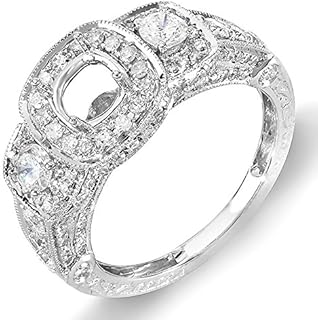 Semi-Mount Engagement Ring 1.25 Ct White Diamond, 14k Gold, 3-Stone Design, Ideal for Ladies Size 5.5 - Dazzlingrock Collection